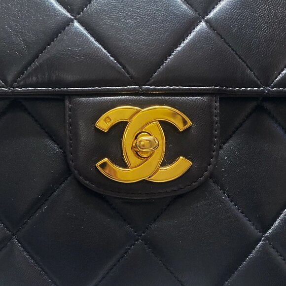 Authentic CHANEL Briefcase Business Bag 24K Vintage Lambskin Top Handle Handbag - Picture 5 of 14
